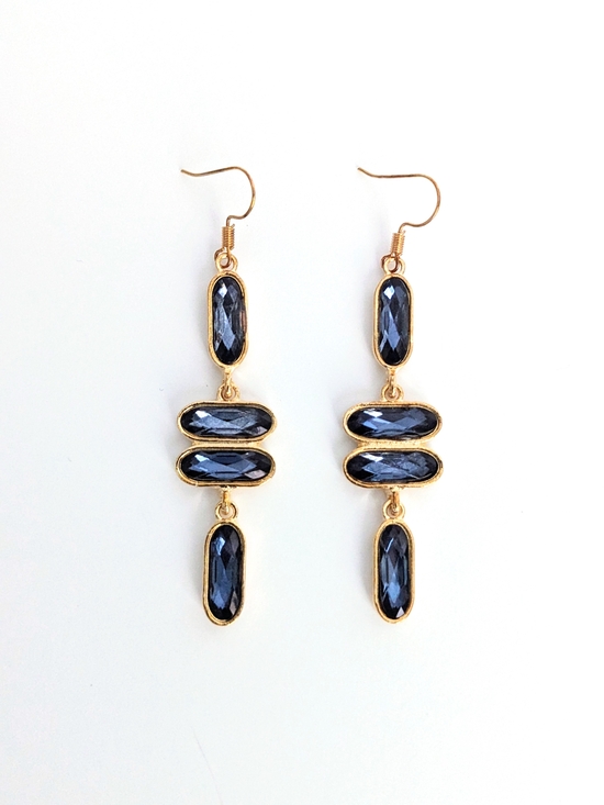 Jewelry - Blue Faceted Stone Earrings